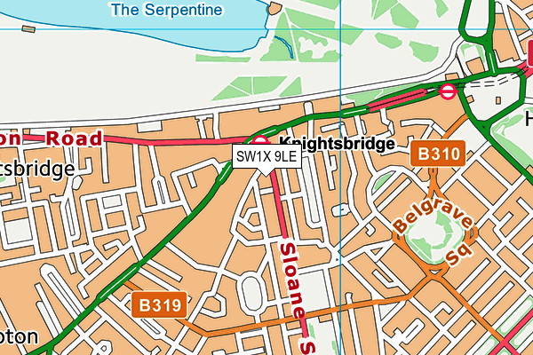 SW1X 9LE map - OS VectorMap District (Ordnance Survey) SW1X 9LE map - OS VectorMap District (Ordnance Survey)