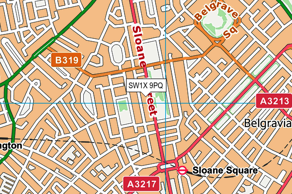 SW1X 9PQ map - OS VectorMap District (Ordnance Survey) SW1X 9PQ map - OS VectorMap District (Ordnance Survey)