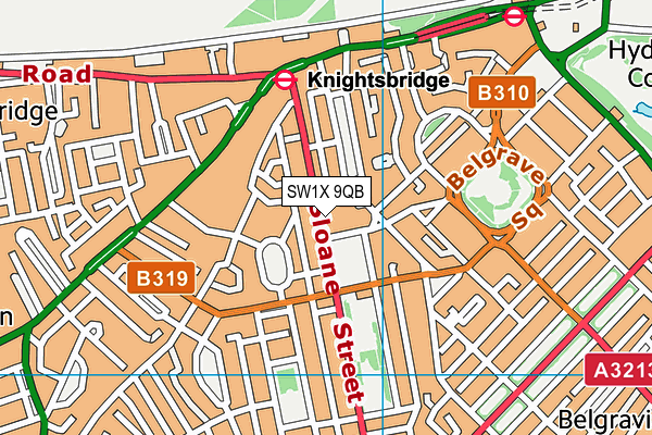 SW1X 9QB map - OS VectorMap District (Ordnance Survey) SW1X 9QB map - OS VectorMap District (Ordnance Survey)