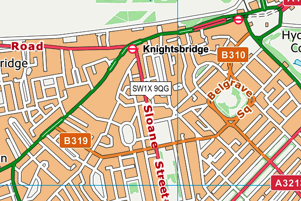SW1X 9QG map - OS VectorMap District (Ordnance Survey) SW1X 9QG map - OS VectorMap District (Ordnance Survey)