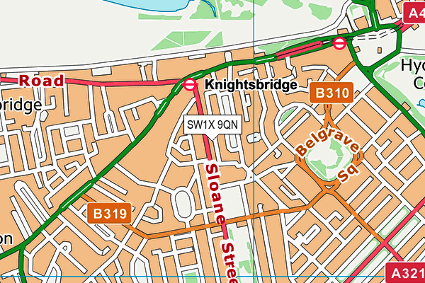 SW1X 9QN map - OS VectorMap District (Ordnance Survey) SW1X 9QN map - OS VectorMap District (Ordnance Survey)