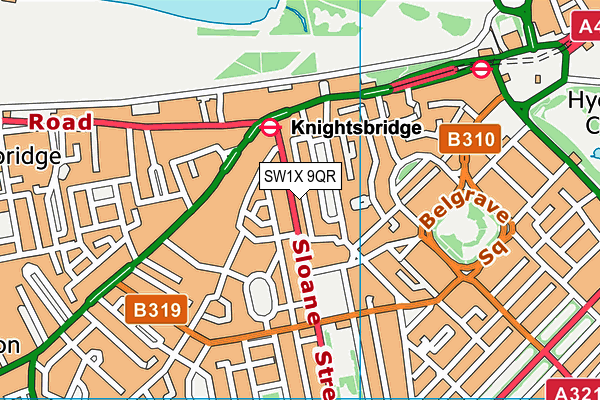 SW1X 9QR map - OS VectorMap District (Ordnance Survey) SW1X 9QR map - OS VectorMap District (Ordnance Survey)