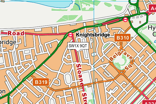 SW1X 9QT map - OS VectorMap District (Ordnance Survey) SW1X 9QT map - OS VectorMap District (Ordnance Survey)