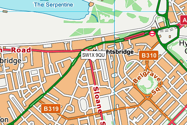 SW1X 9QU map - OS VectorMap District (Ordnance Survey) SW1X 9QU map - OS VectorMap District (Ordnance Survey)