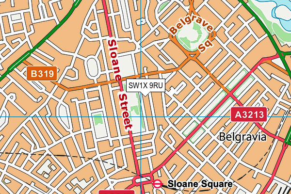 SW1X 9RU map - OS VectorMap District (Ordnance Survey) SW1X 9RU map - OS VectorMap District (Ordnance Survey)