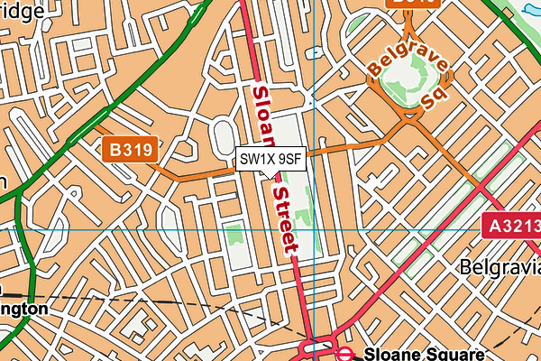SW1X 9SF map - OS VectorMap District (Ordnance Survey)