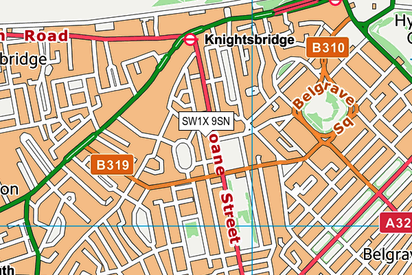 SW1X 9SN map - OS VectorMap District (Ordnance Survey) SW1X 9SN map - OS VectorMap District (Ordnance Survey)