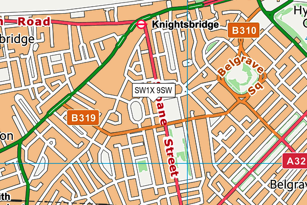 SW1X 9SW map - OS VectorMap District (Ordnance Survey) SW1X 9SW map - OS VectorMap District (Ordnance Survey)