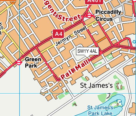 SW1Y 4AL map - OS VectorMap District (Ordnance Survey)