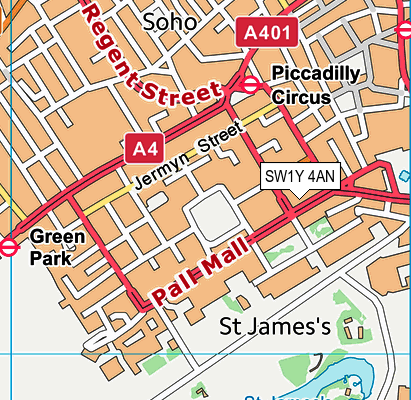 SW1Y 4AN map - OS VectorMap District (Ordnance Survey) SW1Y 4AN map - OS VectorMap District (Ordnance Survey)