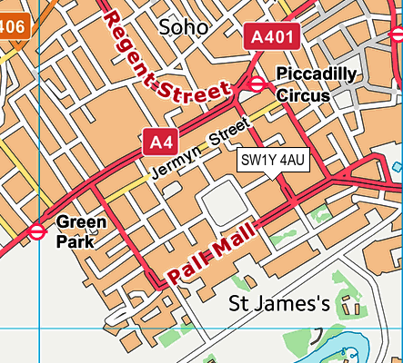 SW1Y 4AU map - OS VectorMap District (Ordnance Survey) SW1Y 4AU map - OS VectorMap District (Ordnance Survey)