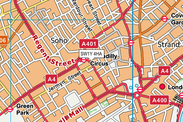 SW1Y 4HA map - OS VectorMap District (Ordnance Survey)