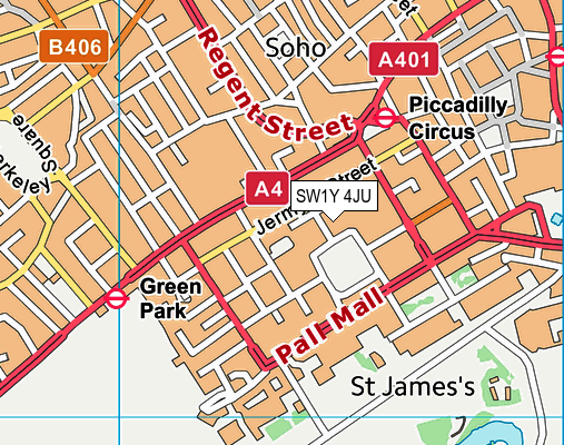 SW1Y 4JU map - OS VectorMap District (Ordnance Survey)