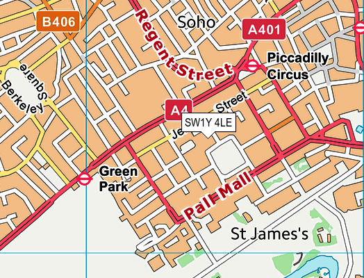 SW1Y 4LE map - OS VectorMap District (Ordnance Survey)