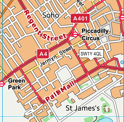 SW1Y 4QL map - OS VectorMap District (Ordnance Survey) SW1Y 4QL map - OS VectorMap District (Ordnance Survey)