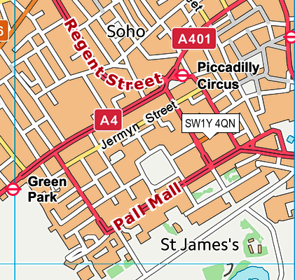 SW1Y 4QN map - OS VectorMap District (Ordnance Survey)
