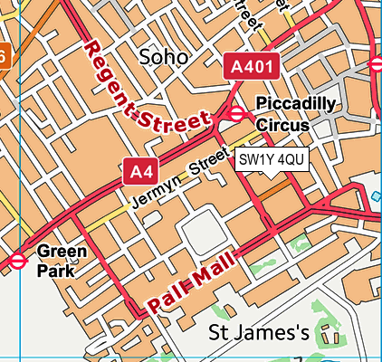 SW1Y 4QU map - OS VectorMap District (Ordnance Survey)