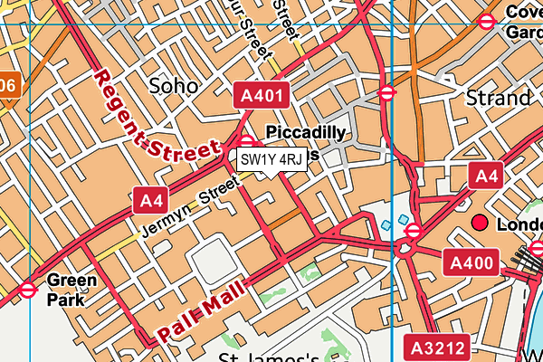 SW1Y 4RJ map - OS VectorMap District (Ordnance Survey)