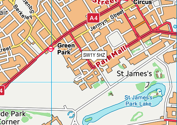 SW1Y 5HZ map - OS VectorMap District (Ordnance Survey)