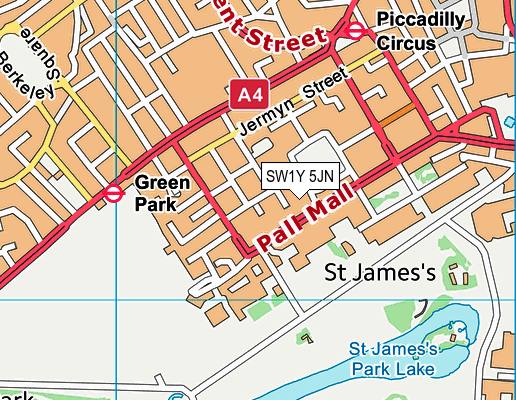 SW1Y 5JN map - OS VectorMap District (Ordnance Survey)