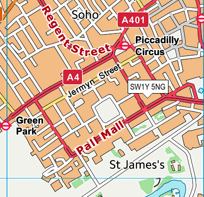SW1Y 5NG map - OS VectorMap District (Ordnance Survey)