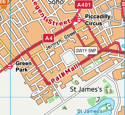 SW1Y 5NP map - OS VectorMap District (Ordnance Survey)