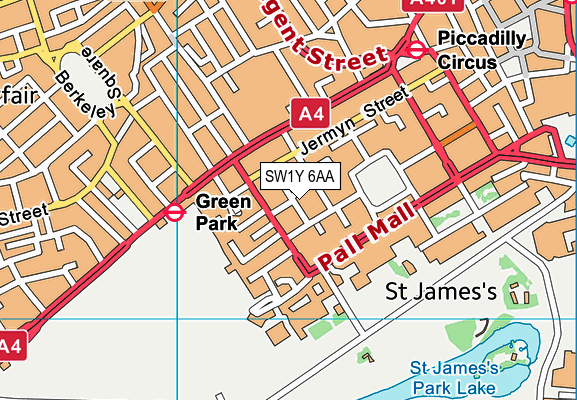 SW1Y 6AA map - OS VectorMap District (Ordnance Survey)
