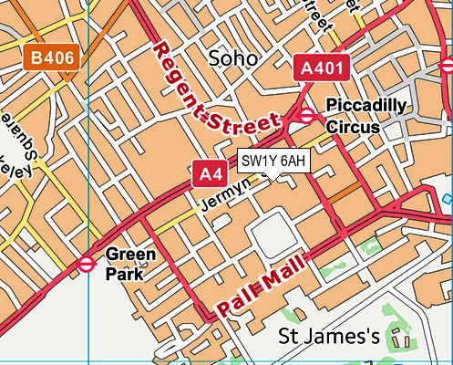 SW1Y 6AH map - OS VectorMap District (Ordnance Survey) SW1Y 6AH map - OS VectorMap District (Ordnance Survey)
