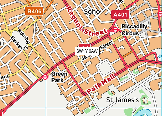 SW1Y 6AW map - OS VectorMap District (Ordnance Survey) SW1Y 6AW map - OS VectorMap District (Ordnance Survey)
