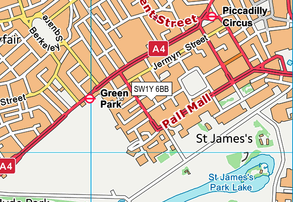 SW1Y 6BB map - OS VectorMap District (Ordnance Survey)
