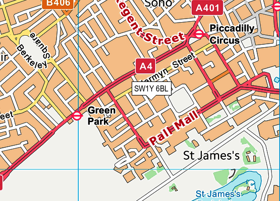 SW1Y 6BL map - OS VectorMap District (Ordnance Survey) SW1Y 6BL map - OS VectorMap District (Ordnance Survey)