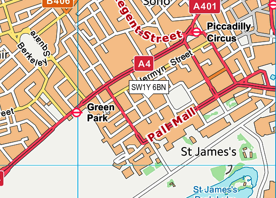 SW1Y 6BN map - OS VectorMap District (Ordnance Survey)