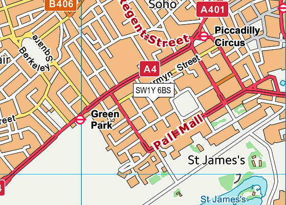 SW1Y 6BS map - OS VectorMap District (Ordnance Survey) SW1Y 6BS map - OS VectorMap District (Ordnance Survey)