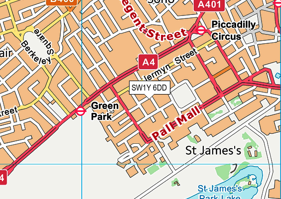 SW1Y 6DD map - OS VectorMap District (Ordnance Survey)
