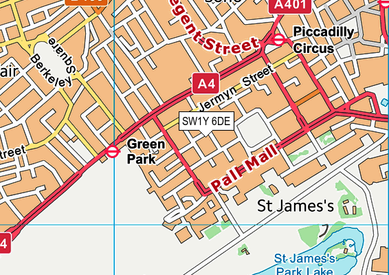 SW1Y 6DE map - OS VectorMap District (Ordnance Survey)