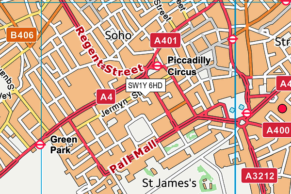 SW1Y 6HD map - OS VectorMap District (Ordnance Survey)