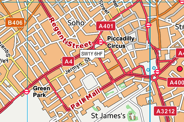 SW1Y 6HF map - OS VectorMap District (Ordnance Survey)