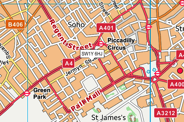 SW1Y 6HJ map - OS VectorMap District (Ordnance Survey)