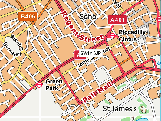 SW1Y 6JP map - OS VectorMap District (Ordnance Survey)