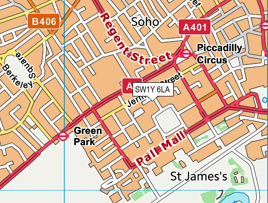 SW1Y 6LA map - OS VectorMap District (Ordnance Survey)