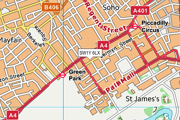 SW1Y 6LX map - OS VectorMap District (Ordnance Survey)