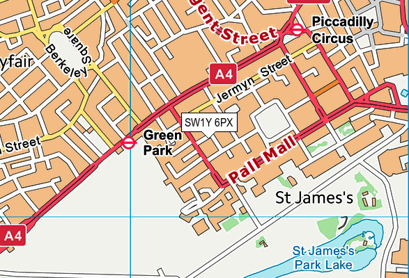 SW1Y 6PX map - OS VectorMap District (Ordnance Survey)