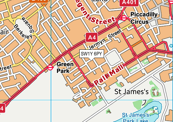 SW1Y 6PY map - OS VectorMap District (Ordnance Survey)