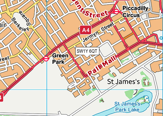 SW1Y 6QT map - OS VectorMap District (Ordnance Survey)