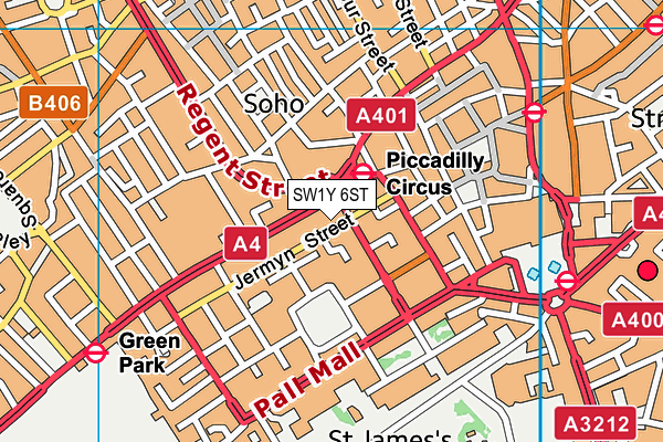 SW1Y 6ST map - OS VectorMap District (Ordnance Survey) SW1Y 6ST map - OS VectorMap District (Ordnance Survey)
