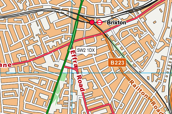SW2 1DX map - OS VectorMap District (Ordnance Survey)