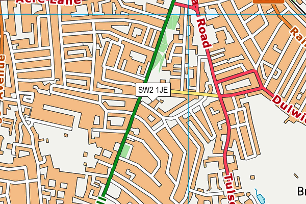 SW2 1JE map - OS VectorMap District (Ordnance Survey) SW2 1JE map - OS VectorMap District (Ordnance Survey)