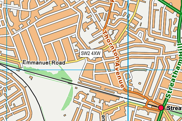 SW2 4XW map - OS VectorMap District (Ordnance Survey) SW2 4XW map - OS VectorMap District (Ordnance Survey)