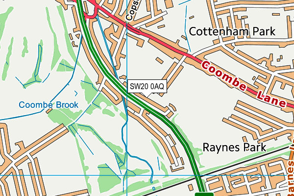 SW20 0AQ map - OS VectorMap District (Ordnance Survey) SW20 0AQ map - OS VectorMap District (Ordnance Survey)