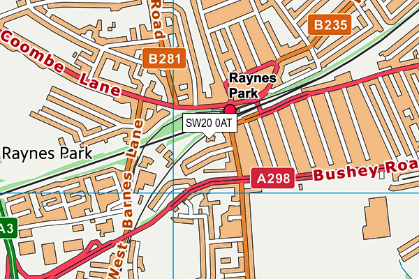 SW20 0AT map - OS VectorMap District (Ordnance Survey) SW20 0AT map - OS VectorMap District (Ordnance Survey)